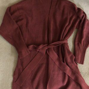 Burgundy belted sweater coat by J.Crew - size XL